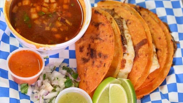 3 Birria Quesatacos & Consome.