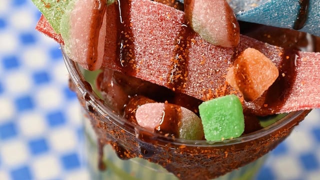 Candy Topping or Fresh Fruit Added to Large Size of Agua Fresca.